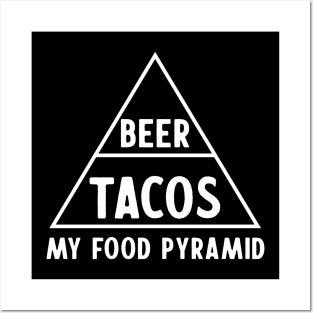 Food Pyramid beer tacos Posters and Art